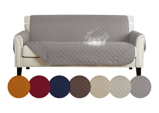 Copridivano Con Braccioli Antimacchia Trapuntato Protettore Impermeabile Salvadivano Idrorepellente Imbottito Con Elastico Antiscivolo Grigio Scuro - Divano 2 posti