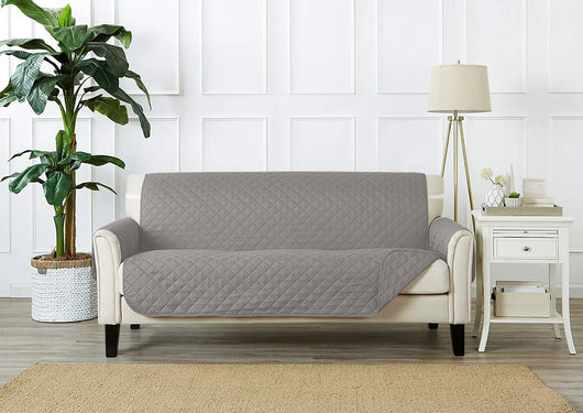 Copridivano Con Braccioli Antimacchia Trapuntato Protettore Impermeabile Salvadivano Idrorepellente Imbottito Con Elastico Antiscivolo Grigio Scuro - Divano 2 posti