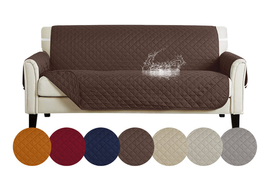 Copridivano Con Braccioli Antimacchia Trapuntato Protettore Impermeabile Salvadivano Idrorepellente Imbottito Con Elastico Antiscivolo Marrone - Poltrona 1 posto