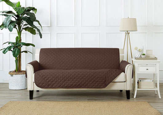 Copridivano Con Braccioli Antimacchia Trapuntato Protettore Impermeabile Salvadivano Idrorepellente Imbottito Con Elastico Antiscivolo Marrone - Poltrona 1 posto