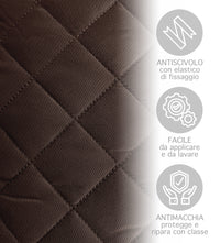 Copridivano Con Braccioli Antimacchia Trapuntato Protettore Impermeabile Salvadivano Idrorepellente Imbottito Con Elastico Antiscivolo Marrone - Divano 2 posti