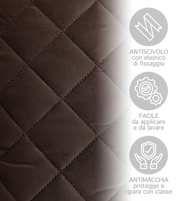 Copridivano Con Braccioli Antimacchia Trapuntato Protettore Impermeabile Salvadivano Idrorepellente Imbottito Con Elastico Antiscivolo Marrone - Divano 2 posti