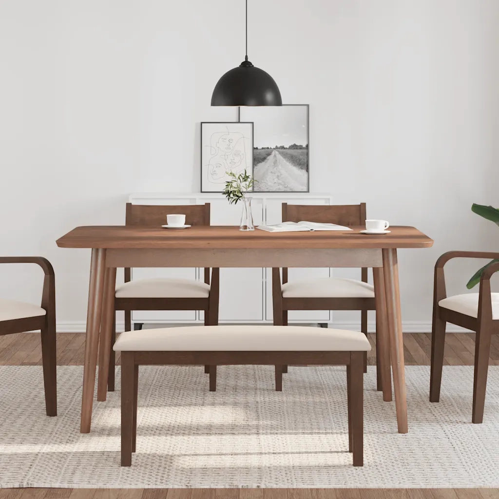 Panca-Sgabello 90 cm Marrone in Legno Massello di Hevea 242724