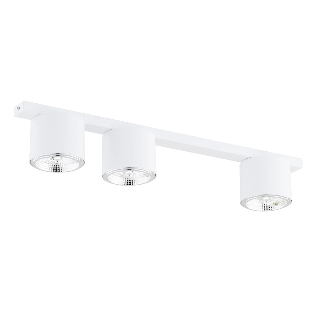 Plafoniera Moderna 3 Luci Faretti Ptah In Acciaio Bianco