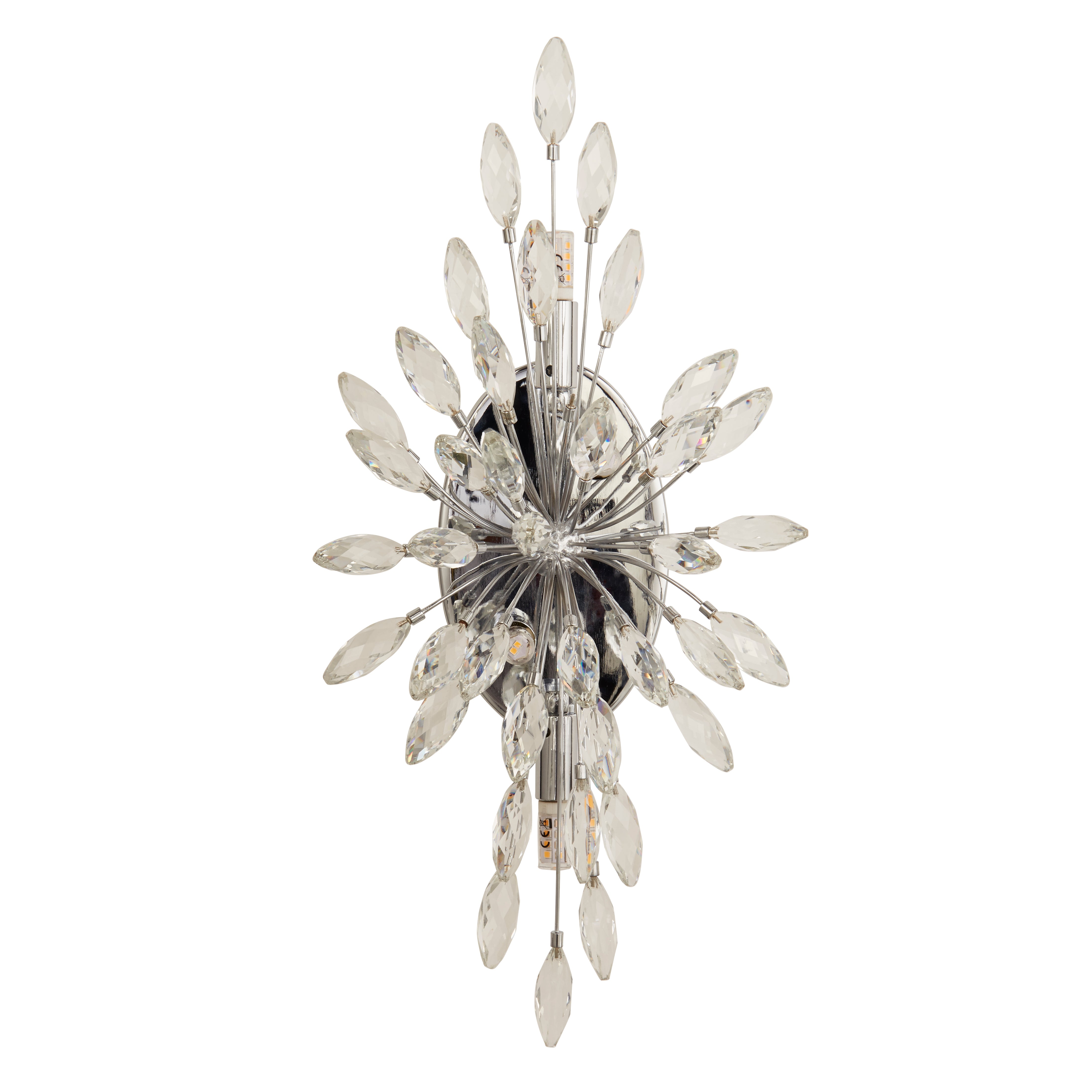 Applique Contemporanea Pavone Acciaio Cromo Cristallo 4 Luci G9