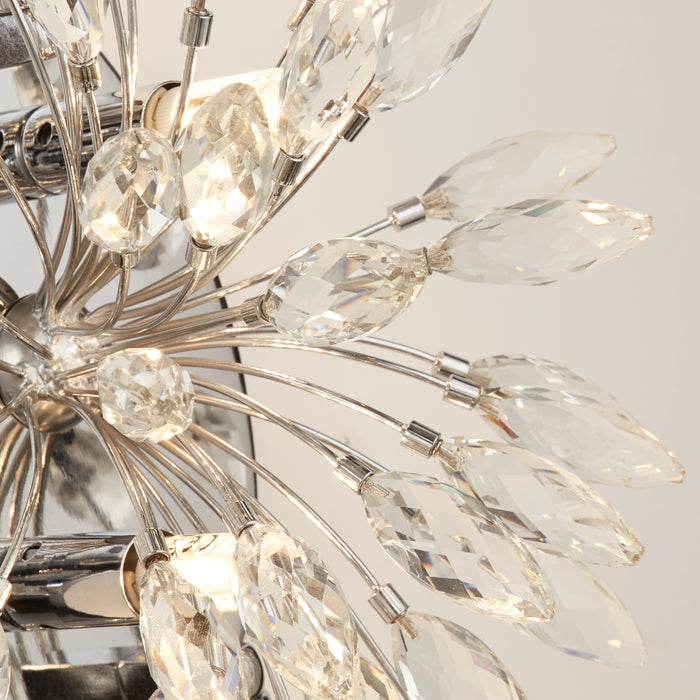 Applique Contemporanea Pavone Acciaio Cromo Cristallo 4 Luci G9
