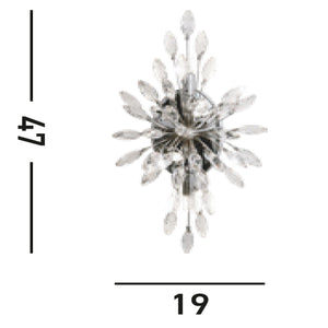 Applique Contemporanea Pavone Acciaio Cromo Cristallo 4 Luci G9