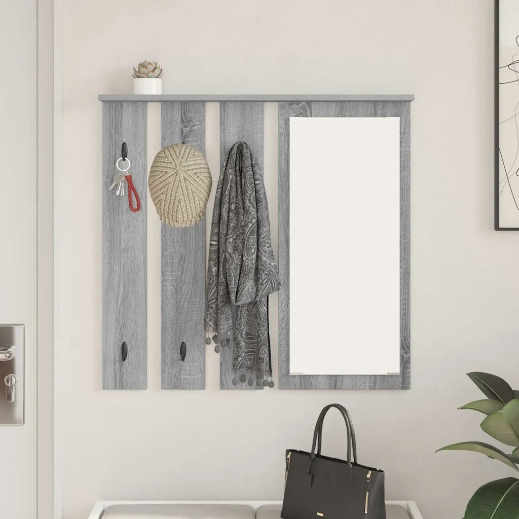 Appendiabiti a muro con specchio Grigio sonoma 84 x 10 x 80 cm 874496