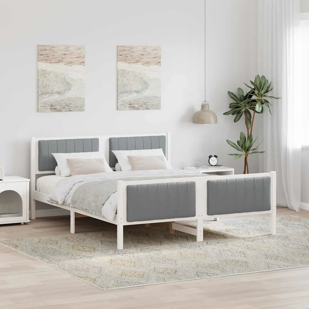 Struttura del Letto Bianco e grigio chiaro 150 x 200 cm 3394317