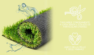 Prato finto erba sintetica tappeto erboso drenante esterno effetto secco 4 cm 50mm - 2x10Metri