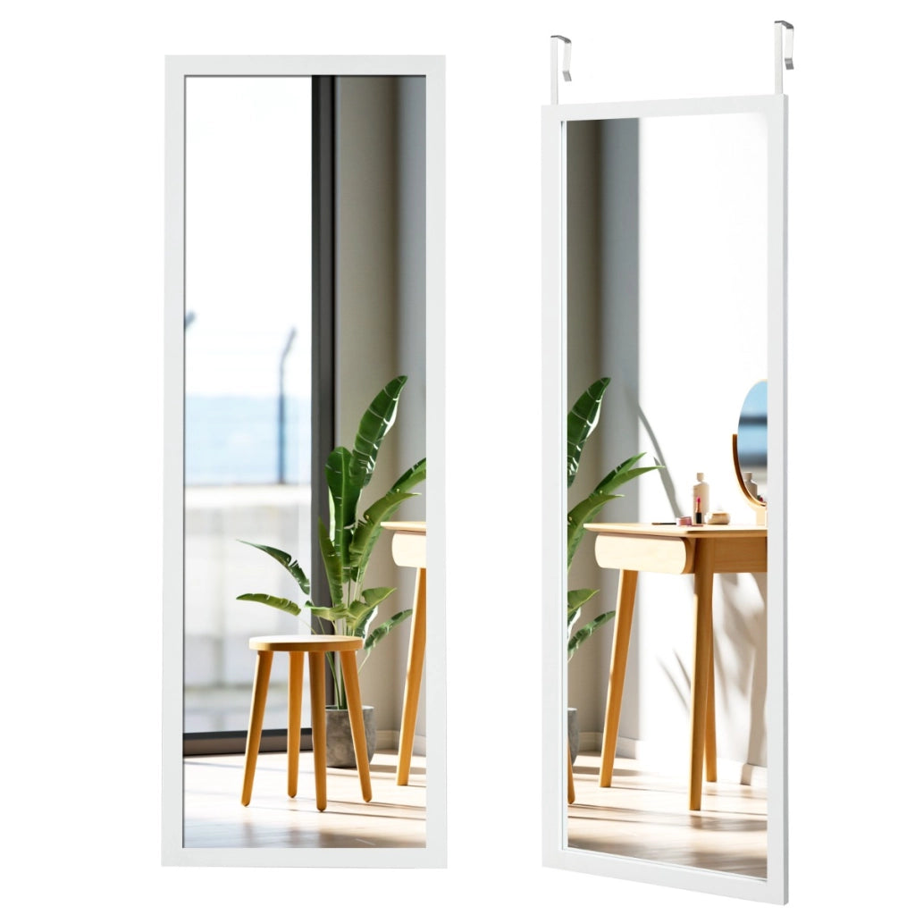 Specchio a figura intera sulla porta o sul muro, Specchio per camera da letto salone spogliatoio 120x37cm Bianco-Specchi da parete