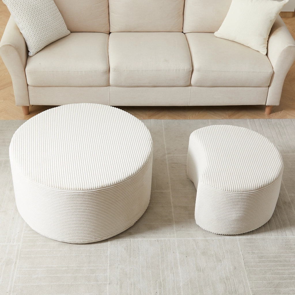 Tavolino da caffè set 2 pezzi in tessuto - per soggiorno - 84×28×28 cm - beige