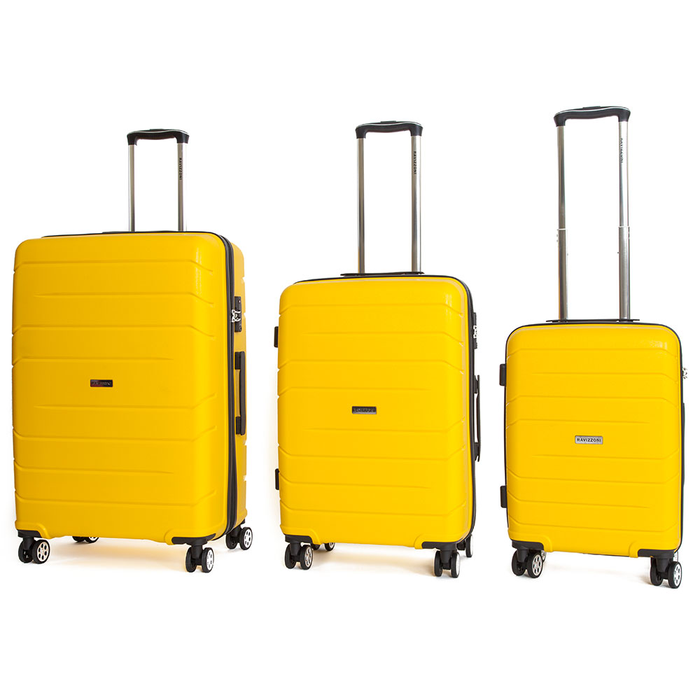 Set 3 Valigie Trolley Rigide in Polipropilene 4 Ruote TSA Ravizzoni Michelangelo Giallo