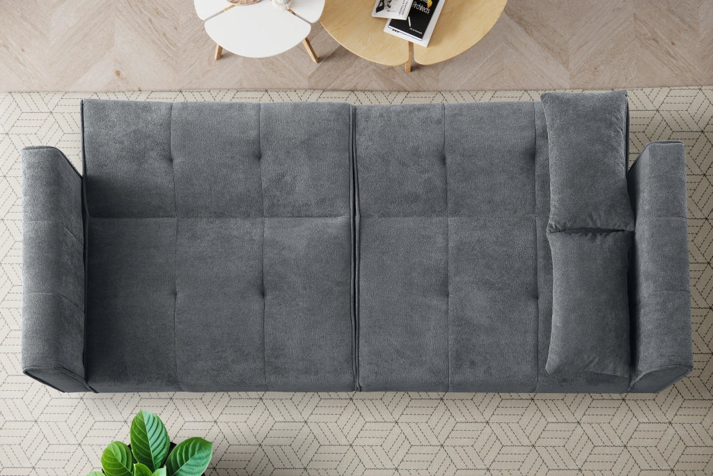 Divano letto convertibile con schienale regolabile e struttura stabile in tessuto grigio per salotto 175 × 71 × 71 cm