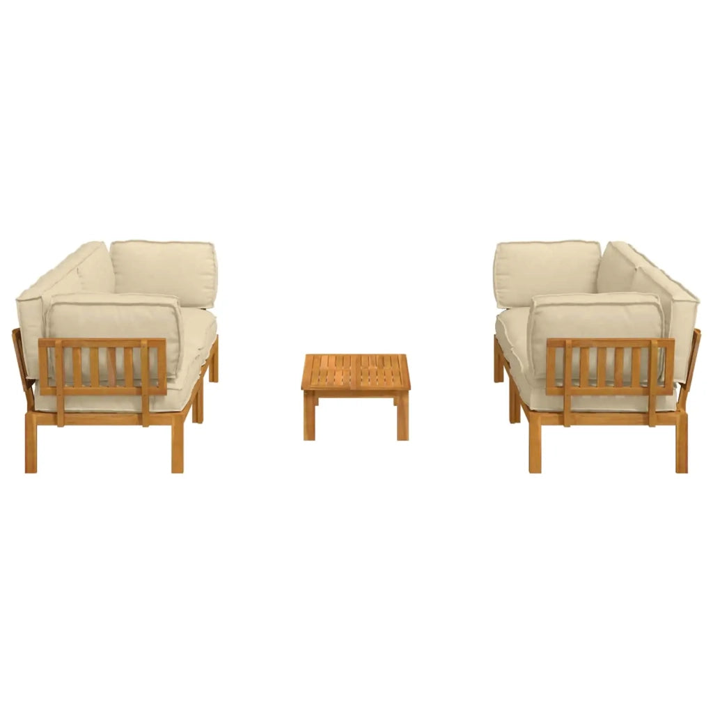 Set di divani con cuscino 5 pcs Beige Legno di Acacia Massello 3418637