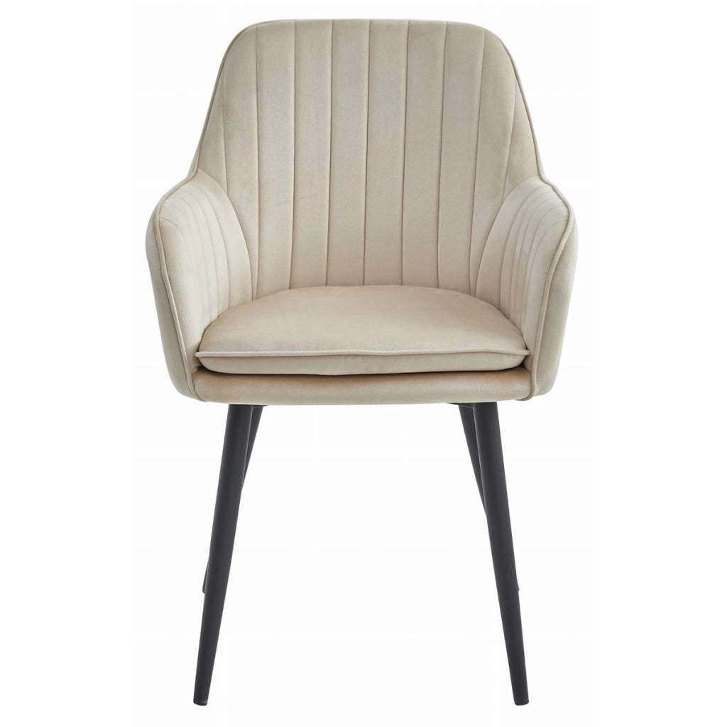 Set di 2 sedie LUGO in velluto beige con gambe nere
