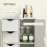 Mobile Bagno con 4 Cassetti e Armadietto 54x29x83 cm Maniglie Ritagliate in Legno Bianco