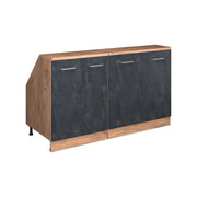 Set di mobili sottotetto Rion Calce nera/Rovere dorato 140 cm Set di 2 carcasse armadio profondità 60 cm Vicco