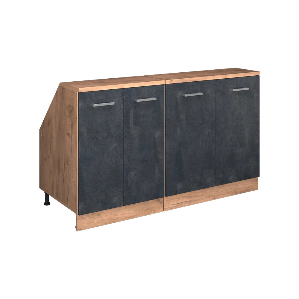 Set di mobili sottotetto Rion Calce nera/Rovere dorato 140 cm Set di 2 carcasse armadio profondità 60 cm Vicco