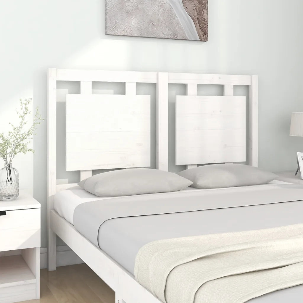 Testiera per Letto Bianca 125,5x4x100 cm Legno Massello di Pino 817931