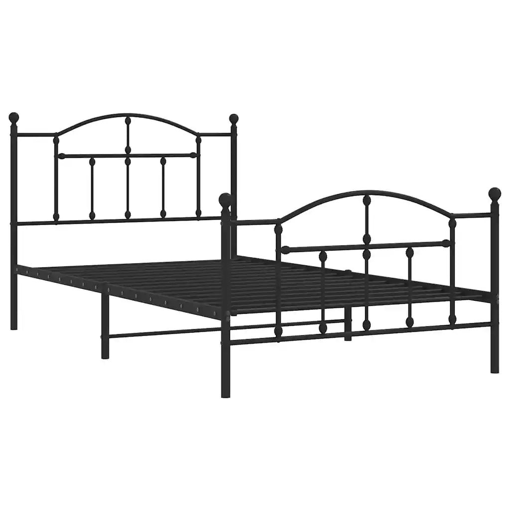 Giroletto con Testiera e Pediera-Struttura Letto Metallo Nero 100x200 cm 474585