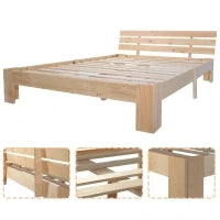Struttura Letto Singolo dal Design Semplice con spazio sotto letto, in legno di pino massiccio,140x200 Colore Naturale