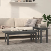 Set Tavolini da Salotto 2 pz Grigio in Legno Massello di Pino cod mxl 6398