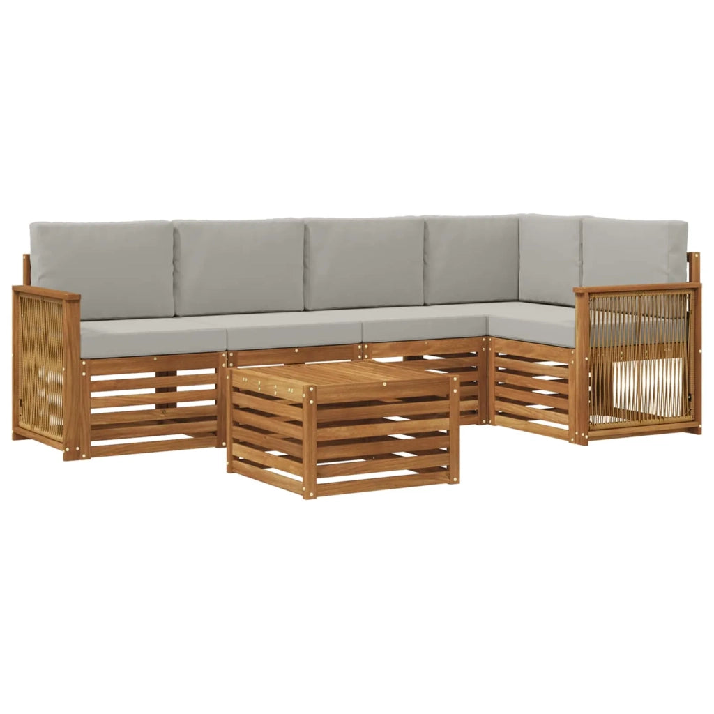Set divano sezionale con cuscino 5 pcs Naturale e Grigio Chiaro 3384387