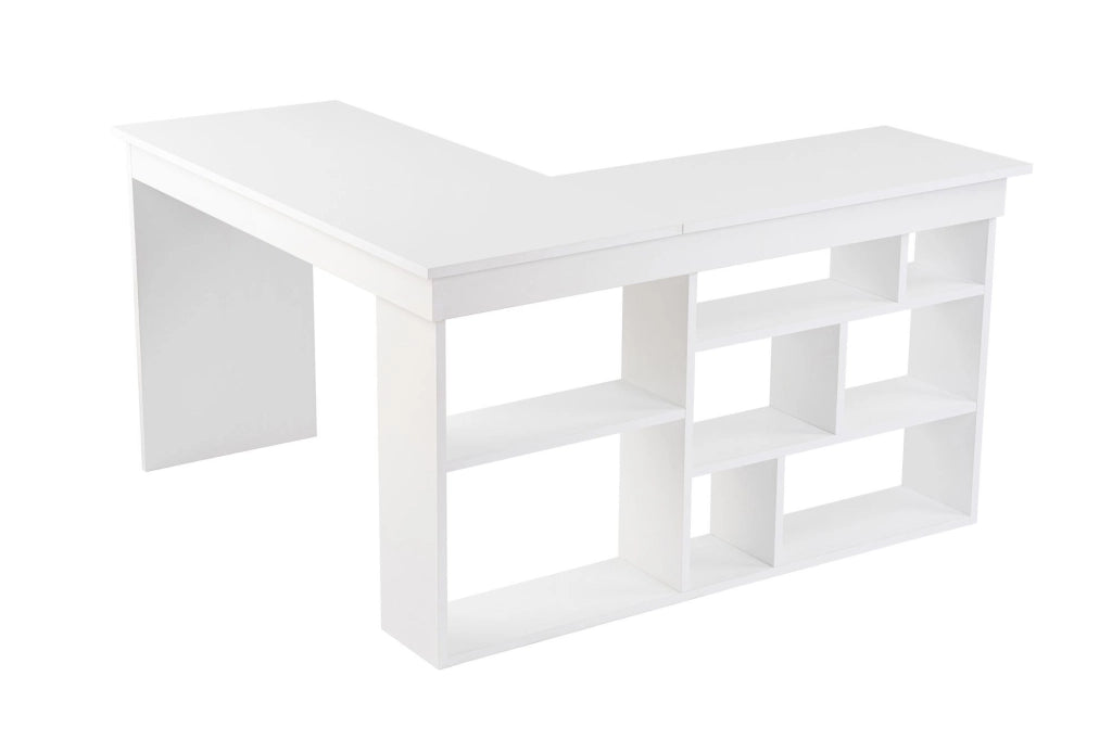 Scrivania in legno "Vesper" 130 x 120 x 72 cm - Bianco naturale