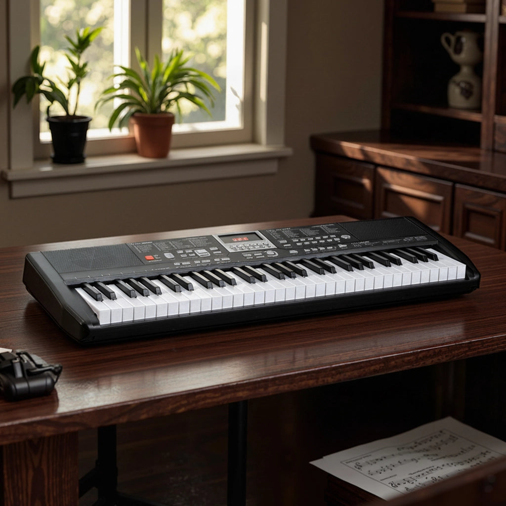 Tastiera pianoforte 61 tasti elettrica 200 ritmi 200 toni 70 demo-Tastiera supporto regolabile sgabello adesivi note principianti adolescenti