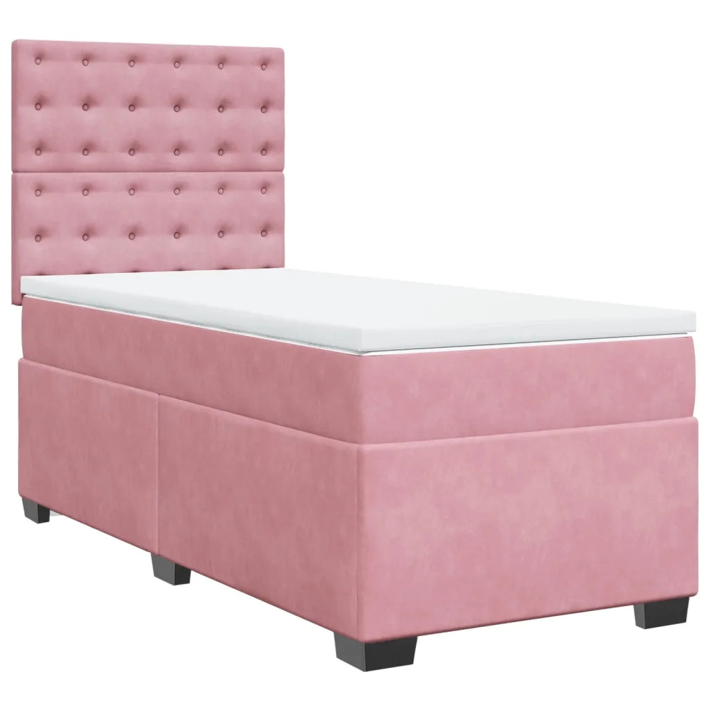Giroletto a Molle con Materasso Rosa 90x200 cm in Velluto