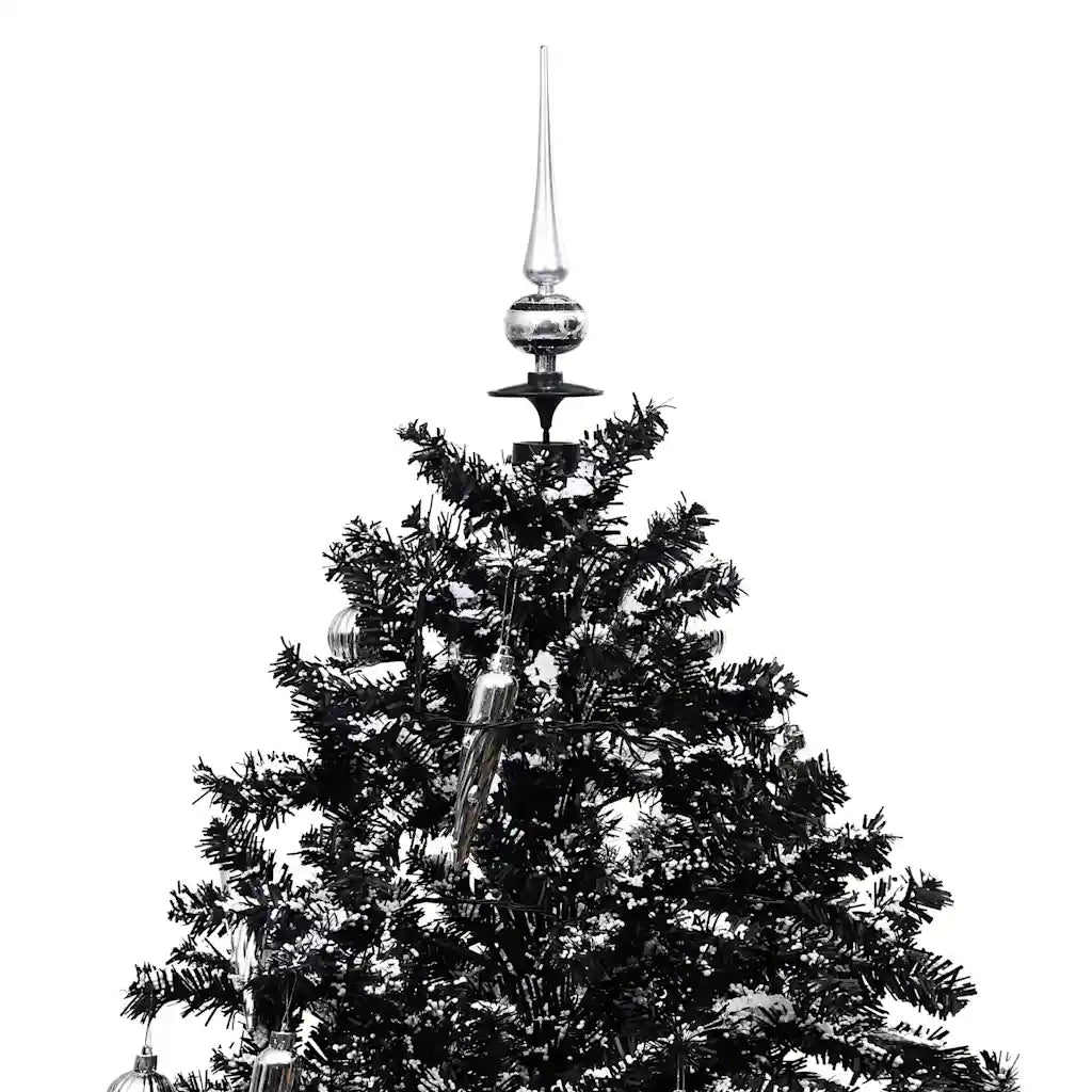 Albero di Natale con Nevicata e Base ad Ombrello Nero 190cm PVC