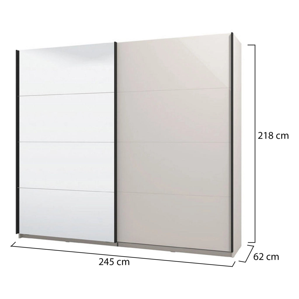 Armadio Camera da Letto Laghi, Guardaroba Grande Appendiabiti, 245x217.5h cm Bianco Crema
