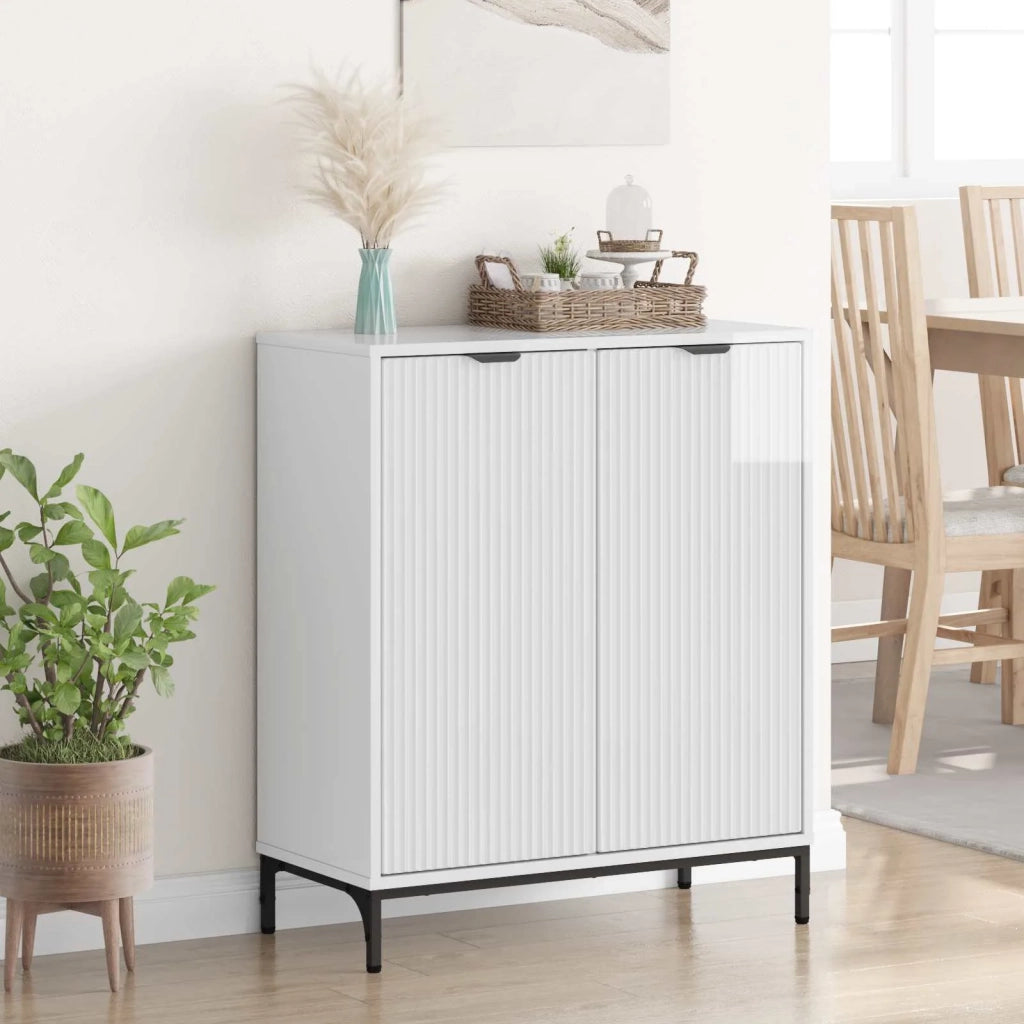 Credenza Bianco Lucido 69,5 x 33 x 82 cm Legno multistrato 883428