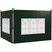 Set 2 Pezzi Pannelli Laterali con Finestra per Gazebo 3x3 3x6 ¨C Zephmum ¨C Verde Scuro Impermeabile