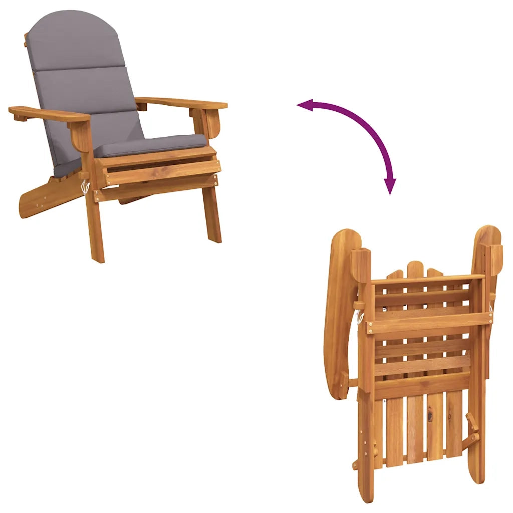 Sedia Adirondack da Giardino con Cuscini Legno Massello Acacia