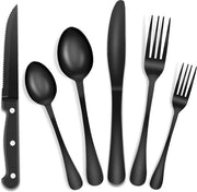 Set di stoviglie in acciaio inossidabile da 48 pezzi per 8 persone con coltelli da steak - ideale per uso domestico e ristorante - resistente alla lavastoviglie