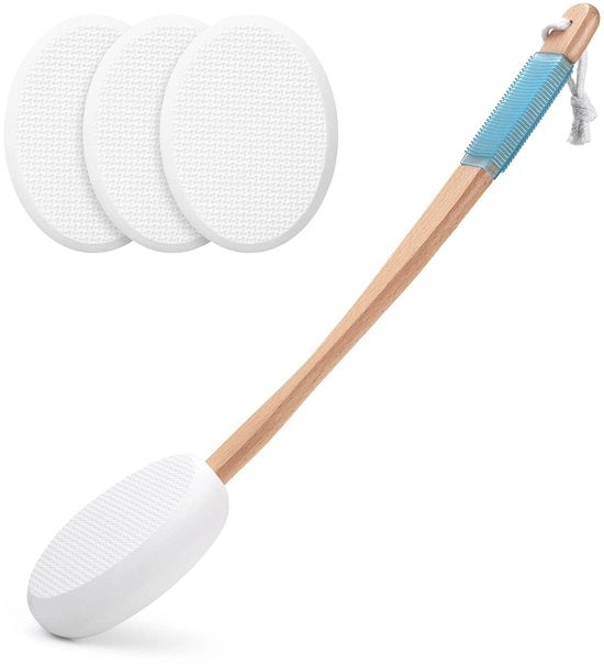 Applicatore di Lotion per Schiena e Piedi – 4 Pannelli Sostituibili – Manico Curvo 43 cm (17 pollici) – Applicatore di Protezione Solare