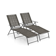 Set di 2 lettini prendisole pieghevoli reclinabili 156-189 x 64 x 65-102 cm comfort ottimale schienale regolabile metallo moderno color caffè 20_0011300