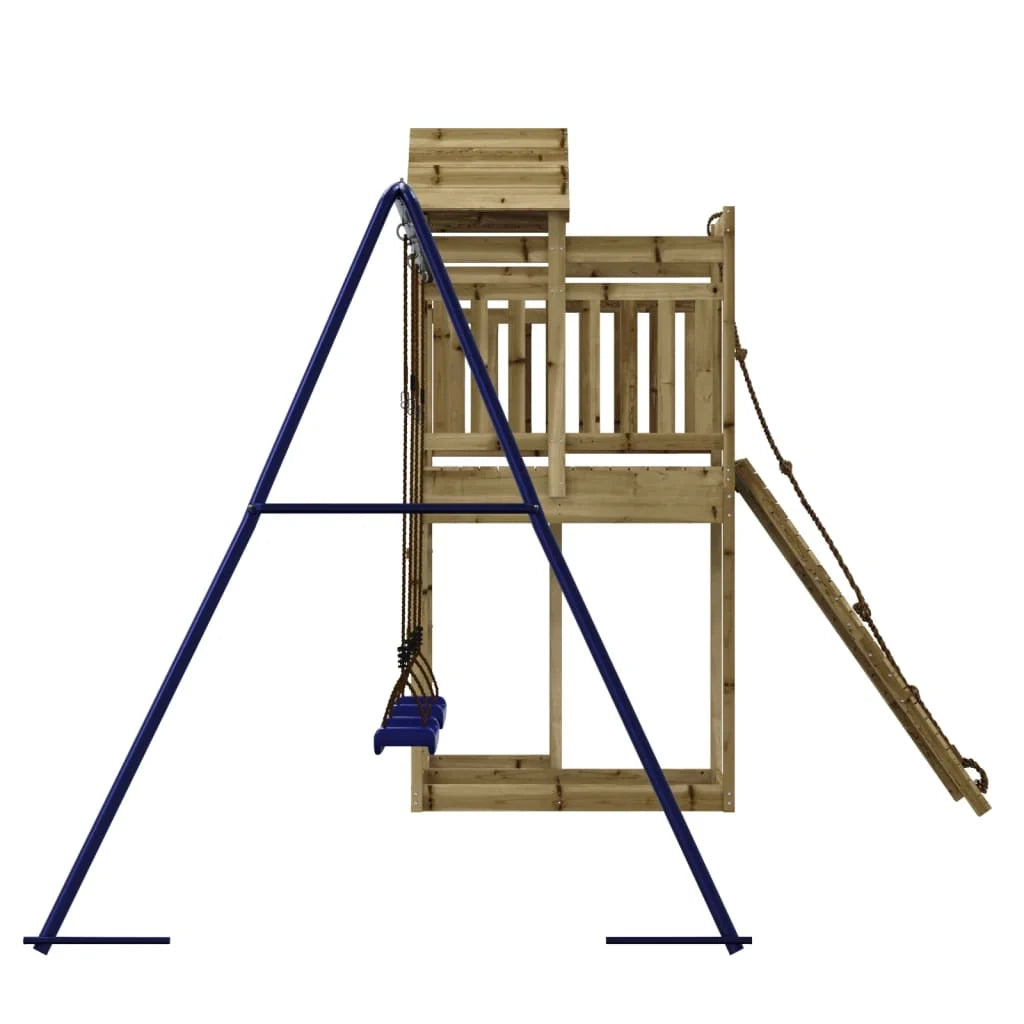 Altalene per parco giochi all'aperto scivolo altalene robuste giochi da giardino 361 x 282 x 238 cm legno di pino impregnato 02_0004780