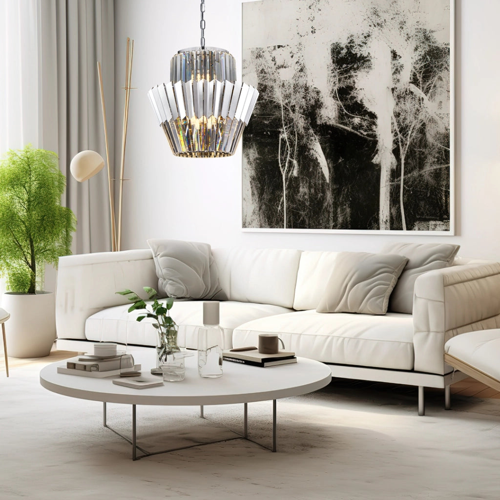 Lampadario cristallo glamour cromato Donna 9xE14 40W Milagro