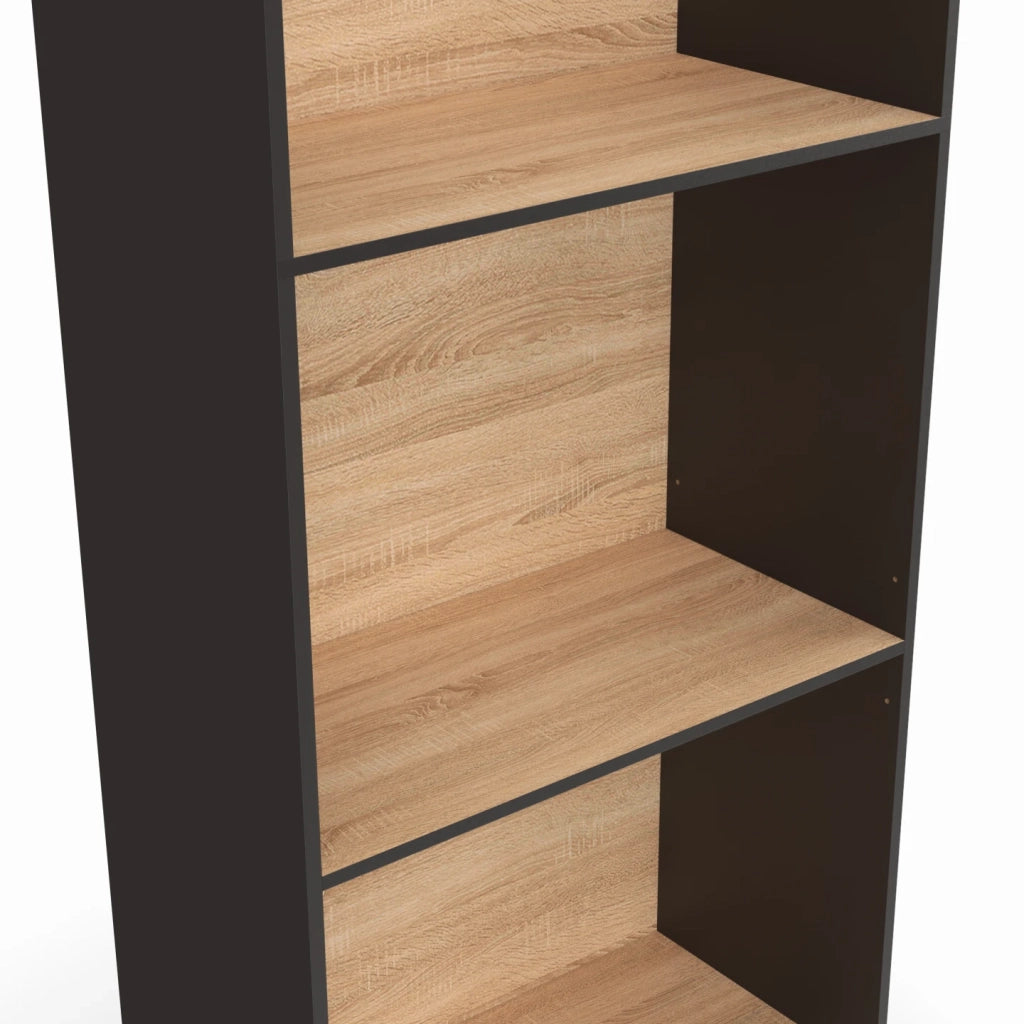 IDMarket - CARLA Libreria a 5 livelli in nero ed effetto legno H.190 cm