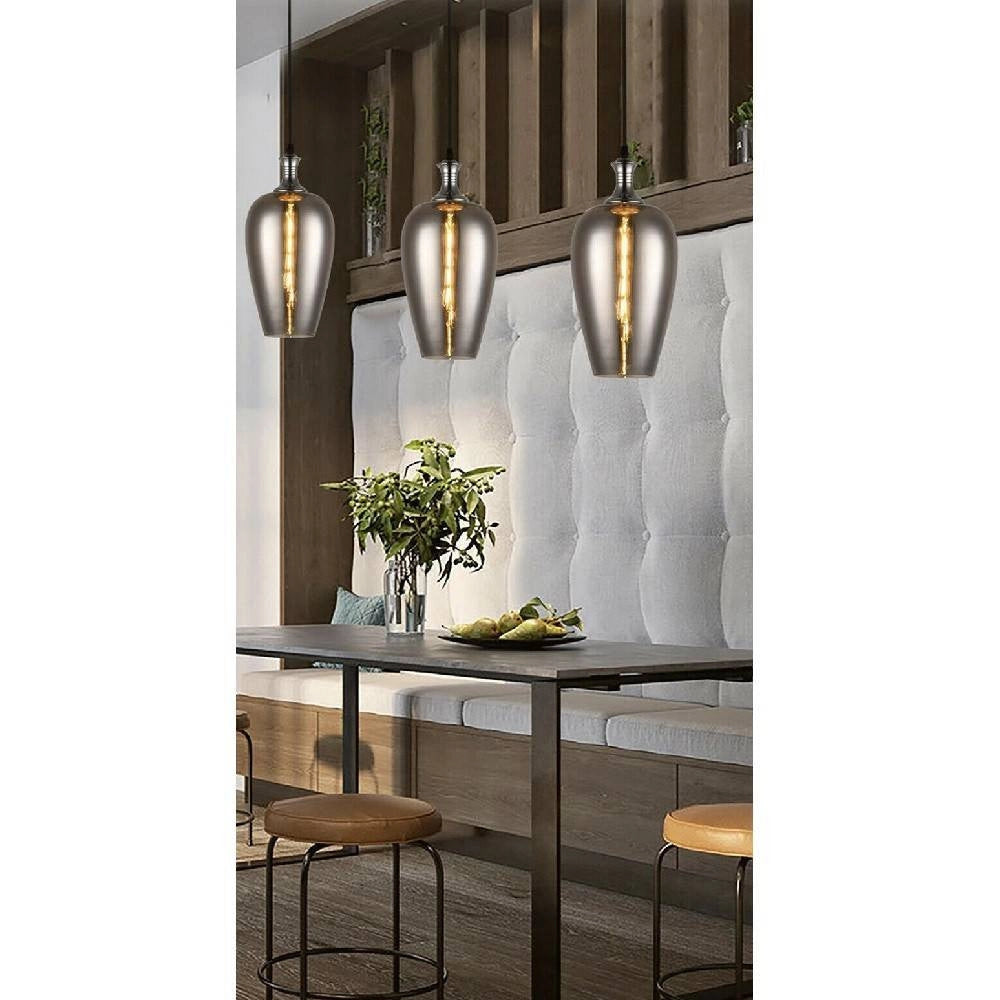 Trade Shop - Lampadario Da Soffitto In Vetro Ambrato Lampada A Sospensione Ovale E27 A36-06 -