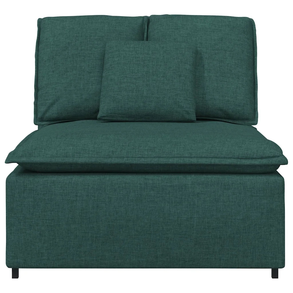 Modulo Centrale Divano Modulare con Cuscini Verde Scuro 100 cm