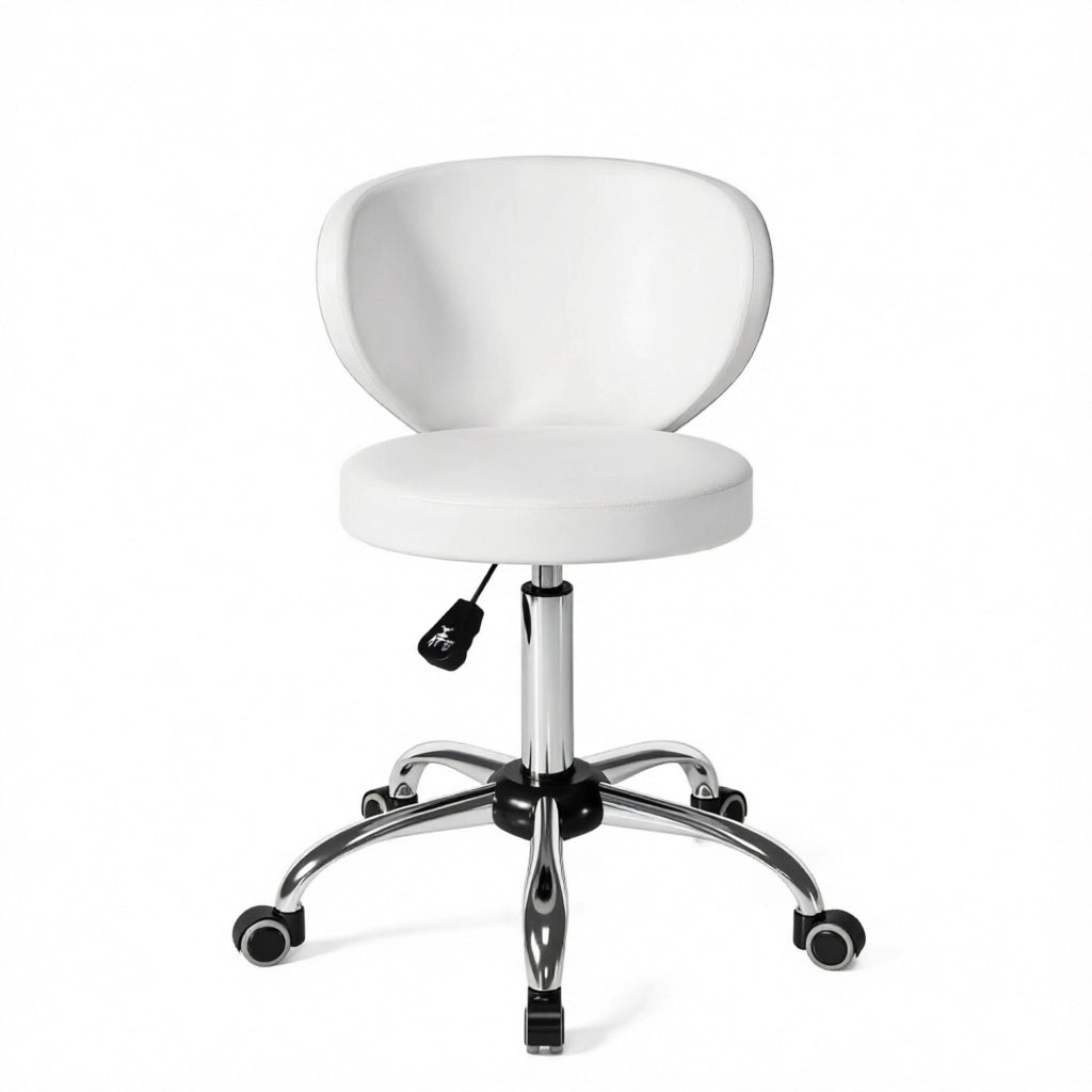 SGABELLO GIREVOLE CON RUOTE 45x54x73-88 cm PU Bianco
