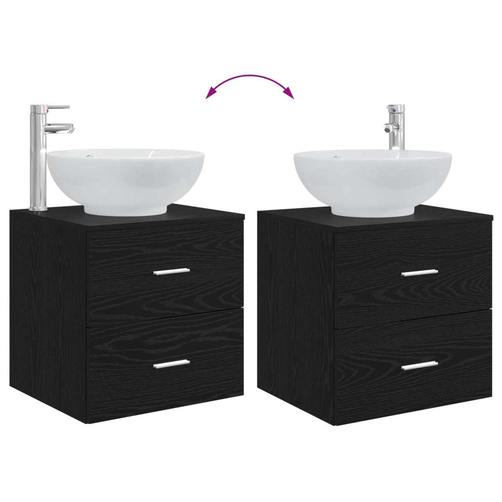 Set di mobili per il bagno 2 pz Rovere Nero 3403993