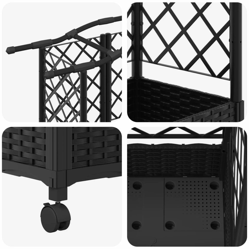 Letto Rialzato con Griglia e Tetto Nero 124 x 40 x 129 cm PP 3423018