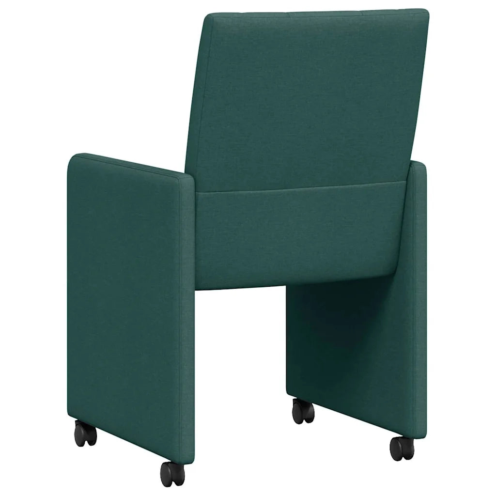 Sedie da Pranzo con Ruote 2 pz | Sedie da cucina Verde scuro 58 x 65 x 94 cm