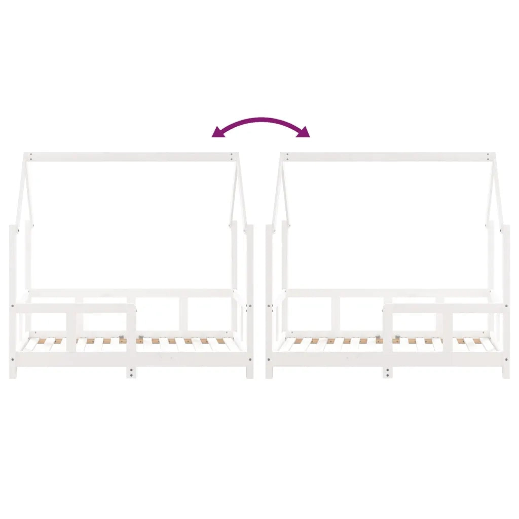 Giroletto per Bambini Bianco 70x140cm in Legno Massello di Pino
