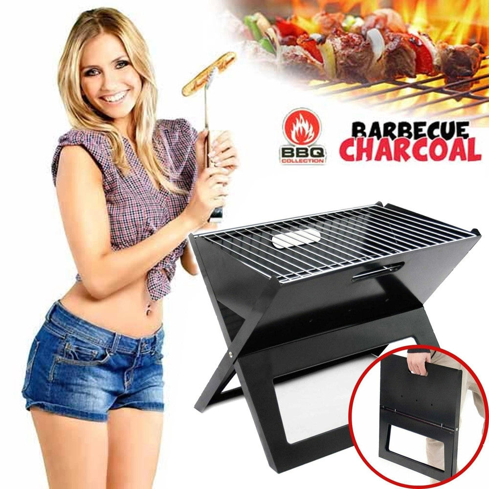 Trade Shop - Barbecue A Carbone Carbonella Bbq Grill In Metallo Pieghevole Portatile Picnic -